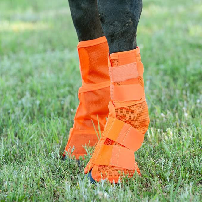 Adjustable Horse Leg Boots Breathable Neoprene Equine Guards Mosquito Repellent Wraps Reduced Fatigue Equestrian Gear - Orange